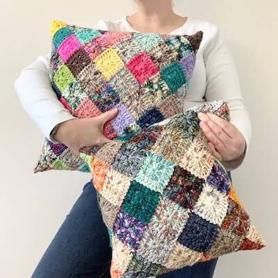 Solid Scrappy Granny Pillow Crochet Pattern by Nauti Krall