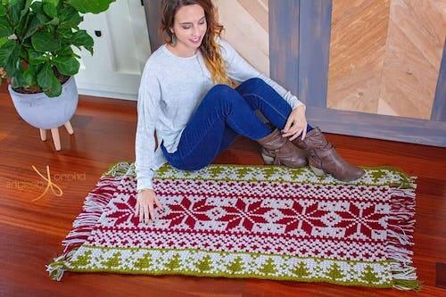 Traditional Fair Isle Crochet Holiday Rug Pattern by Briana K Designs