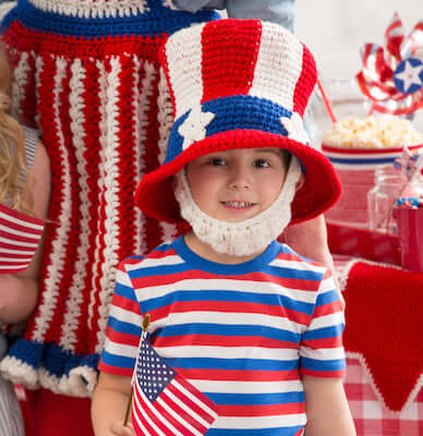 Uncle Sam Hat And Beard Crochet Pattern by Red Heart