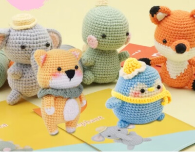 4 packs of Crochet Animal Kits by Chubbycatcraf