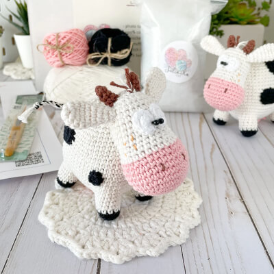 Amigurumi Cow Toy Animal Kit Crochet by JuliaKaPattern
