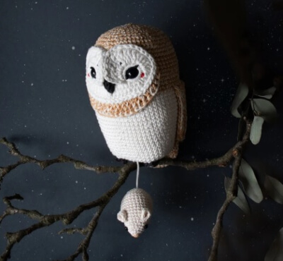 Barn Owl Olivia Musical Toy Animal Crochet Kit by Laylala