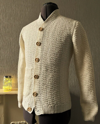 Block Stitch Long Sleeve Crochet Men's Cardigan Pattern by SeyhallCrochetDesign