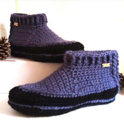 Crochet Slippers Boots Pattern by WoolayMo