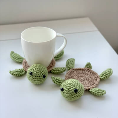 Crochet Tortoise Coaster Pattern by GinaJCrochets