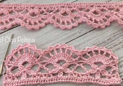 Easy Crochet Lace Edging Trim Border Pattern by Olgapoltava