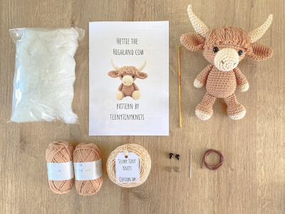 Hettie the Highland Cow Crochet Animal Kit by TeenyTinyKnits12