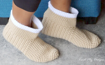 Skinny Adult Crochet Booties Pattern by Knot My Designs