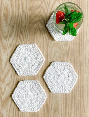 Cotton Hexagon Crochet Coasters Pattern by Only As Brave