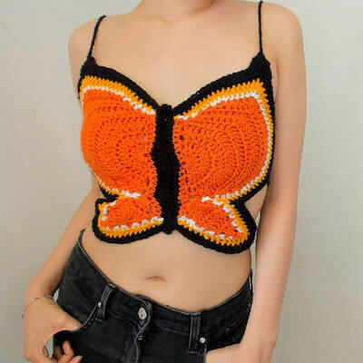 Crochet Butterfly Crop Top Pattern by TCDDIY
