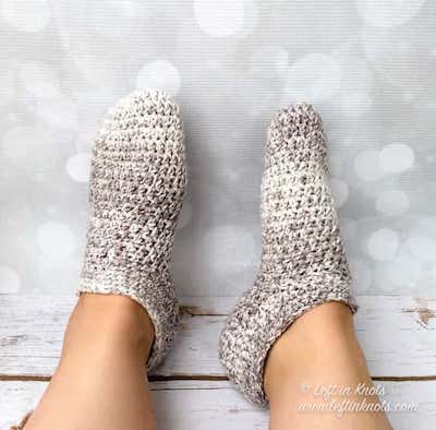Crochet Cotton Slipper Socks Pattern by Left In Knots