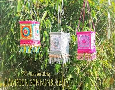 Crochet Sunflower Lantern Pattern by Sheep To Shop Designs