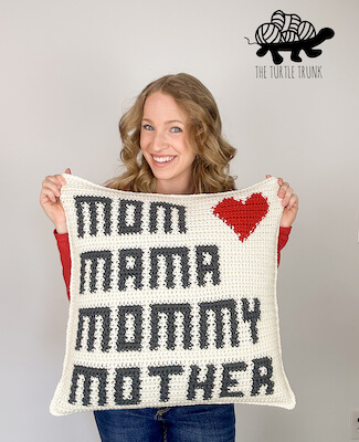 Mother's Day Crochet Pillow Pattern by The Turtle Trunk
