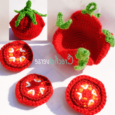 Tomato Play Food Amigurumi Crochet Pattern by Stephanie Pokorny