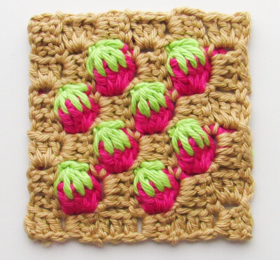 C2C Crochet Strawberry Stitch Tutorial by Veronilee