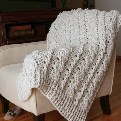 Chunky Cables Decorative Throw Crochet Pattern by Knotsewcute