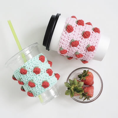 Cup Cozy Strawberry Crochet Stitch Pattern by EclecticJessCrochet