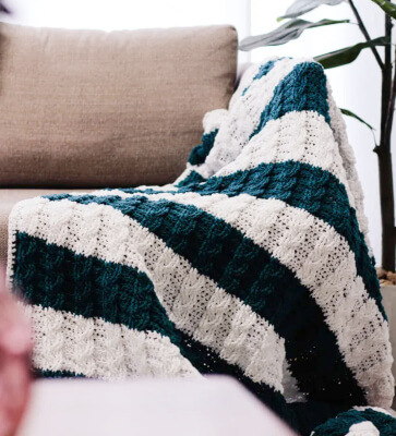 Free Crochet Cable Blanket Pattern by YHN Fiber Co