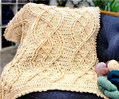 Inishmore Crochet Cable Blanket Pattern by Marly Bird