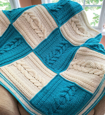 Love Throw Cable Blanket Crochet Pattern by Bonniebaycrochet