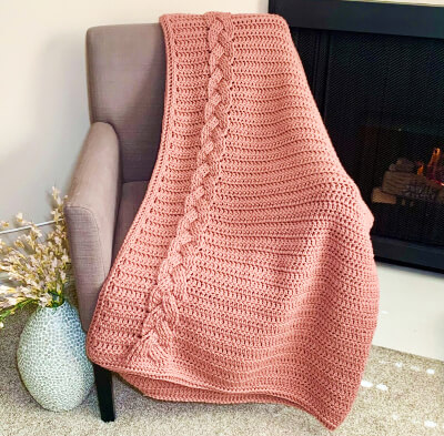 Rose Braided Cable Blanket Crochet Pattern by KarlasMakingIt