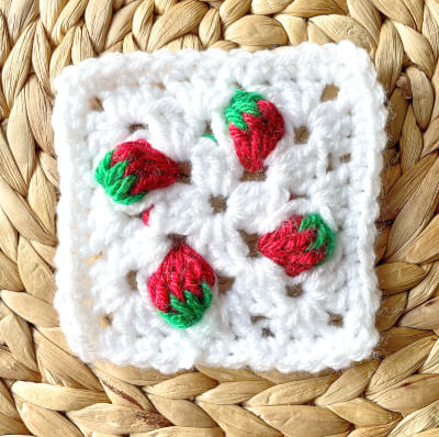 Strawberry Granny Square Crochet Pattern by MissEverLee Designs