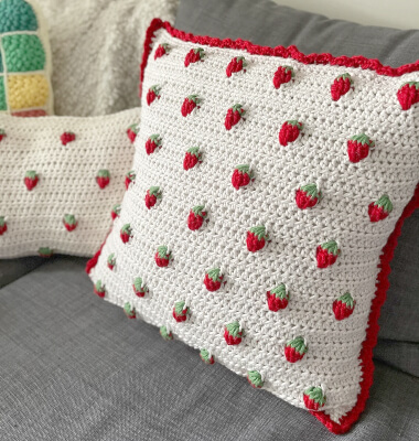 Strawberry Pillow Crochet Pattern by OneStopWonders