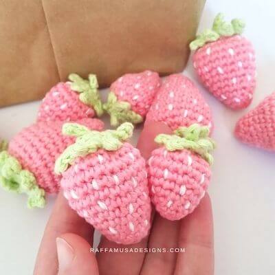 Strawberry Amigurumi Crochet Pattern by Raffamusa Designs