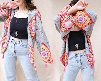 Boho Crochet Cardigan Pattern by Miglo Store