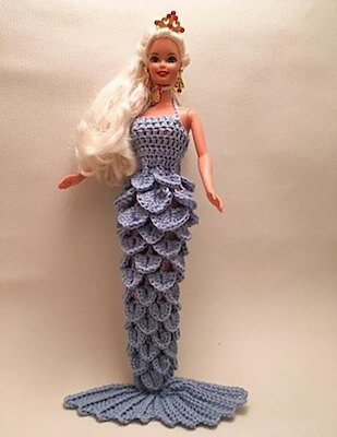 Crochet Barbie Mermaid Tail Suit Pattern by Doodabs Designs