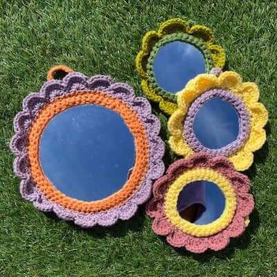 Crochet Flower Mirror Pattern by Desert Felts