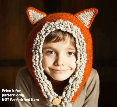 Crochet Fox Hat Hoodie Pattern by Mon Petit Violon