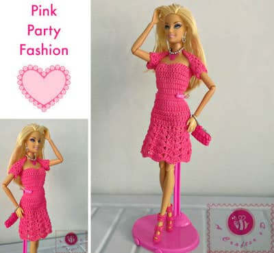 Crochet Pink Barbie Clothes Pattern by Be A Crafter