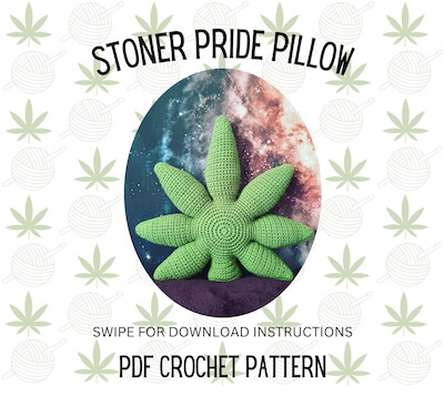 Crochet Stoner Pride Pillow Pattern by Plant Based Hooker