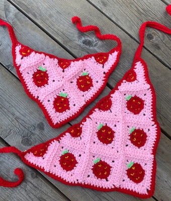 Crochet Strawberry Bandana Pattern by High Level Bandanas