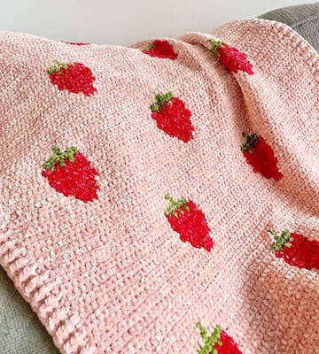 Strawberry Crochet Blanket Pattern by Shop Zoe Creates