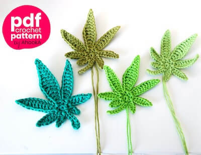 Crochet Weed Leaves Applique Pattern by AhookA