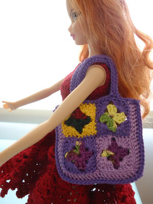 Granny Square Crochet Barbie Tote Bag Pattern by Felt Magnet