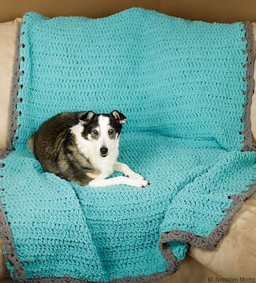 Simple Crochet Dog Blanket Couch Cover Pattern by Midwestern Moms