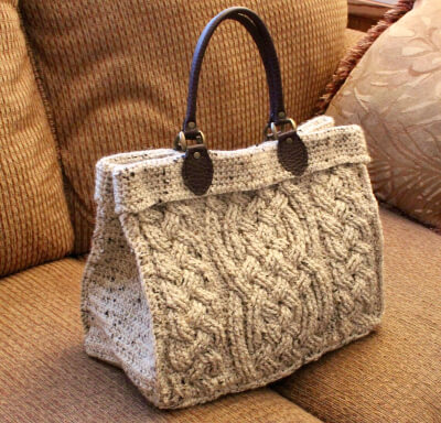 Aberdeen Cable Braided Tote Handbag Crochet Patttern by RebeccasStylings