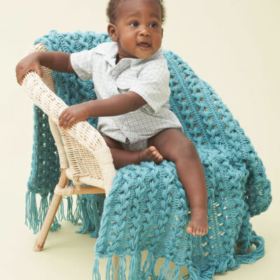 Bernat Hairpin Lace Crochet Baby Blanket Pattern by Yarnspirations