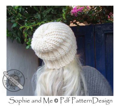 Bulky Garter Hat with Ribbing Crochet Garter Stitch Pattern by PdfPatternDesign