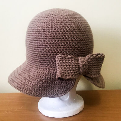 Cloche Hat with Bow Crochet Pattern by LilyHandmadeStudio