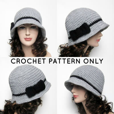 Crochet Cloche Hat with Bow Pattern by ColorMyWorldCrochet