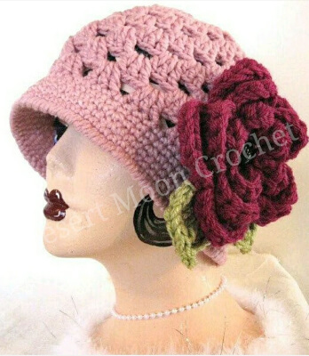 Crochet Cloche Hat with Flower Pin Pattern by DesertMoonCrochet