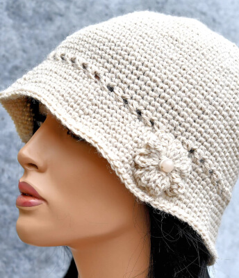 Crochet Womens Hat Flower Cloche Pattern by Make It Crochet