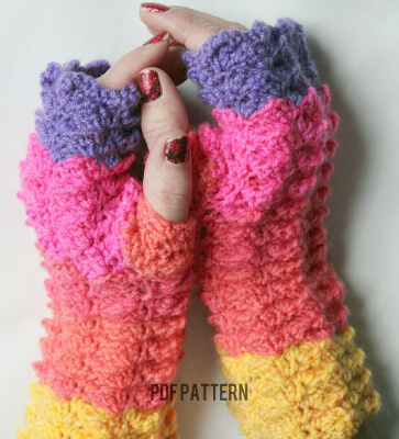 Dragon Scale Fingerless Gloves Crochet Pattern by Magicthreadstudio