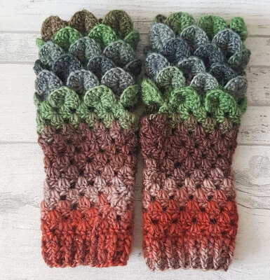 Dragon Scale Fingerless Gloves Crochet Pattern by The Yarnivore UK