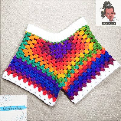 Granny Square Men's Crochet Shorts Pattern by CreativePiecesEboni