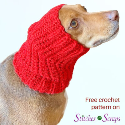 Little Red Crochet Dog Snood Free Pattern by Stitches n Scraps